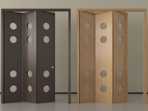 中古风折叠门 隔断门su模型