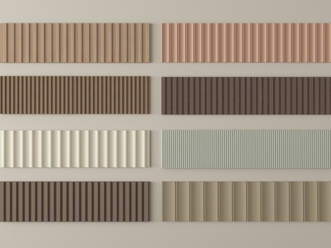 现代护墙板 波浪板 木格栅 长城板 格栅板su模型