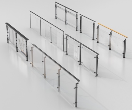 现代围栏护栏 玻璃栏杆 阳台护栏su模型