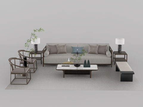 沙发组合su模型