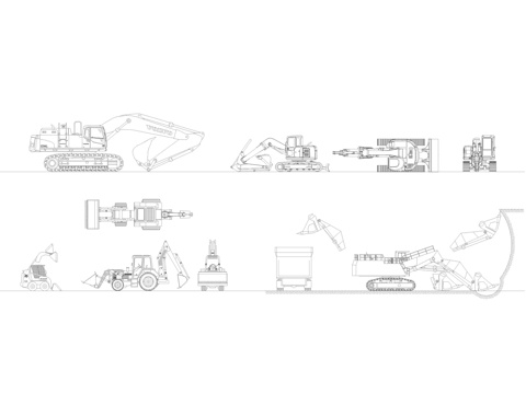 挖掘机CAD图库cad施工图