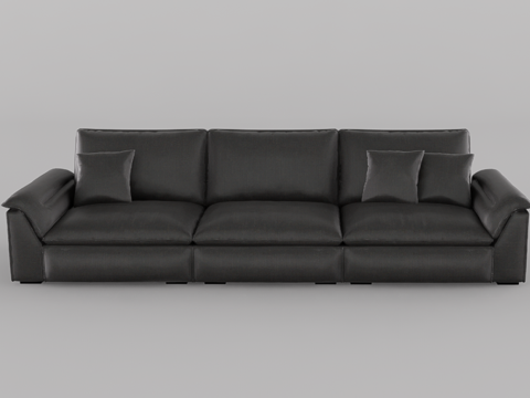 三人皮沙发su模型