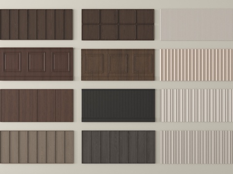 法式护墙板 墙裙 波浪板su模型