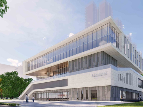 现代展览馆建筑 博物馆 建筑外观su模型