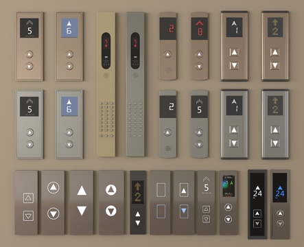 现代电梯开关 电梯按钮 按键 电梯显示器su模型