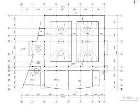 体育篮球场施工图cad施工图