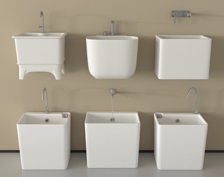 现代拖把池 拖布池 墩布池su模型