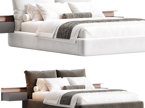  现代意式极简 NEWBRIDGE 布艺双人床3d模型 