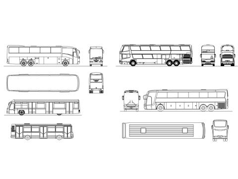 大巴车图库cad施工图