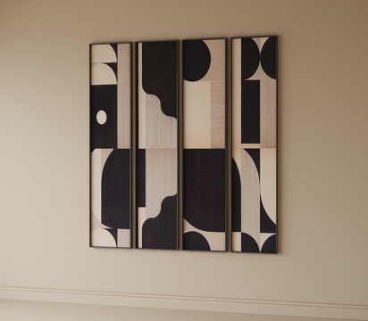 现代挂画 装饰柜 玄关挂画su模型