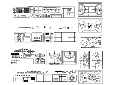 篮球场运动场地图库cad施工图cad施工图