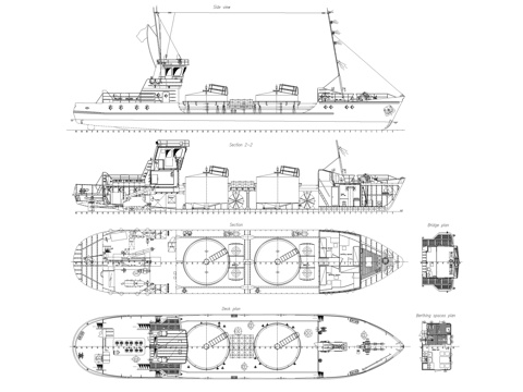 大型轮船CAD图库cad施工图