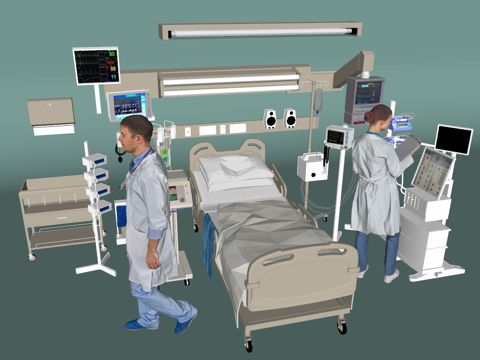 现代诊断室病床_医疗器械设备SU模型su模型