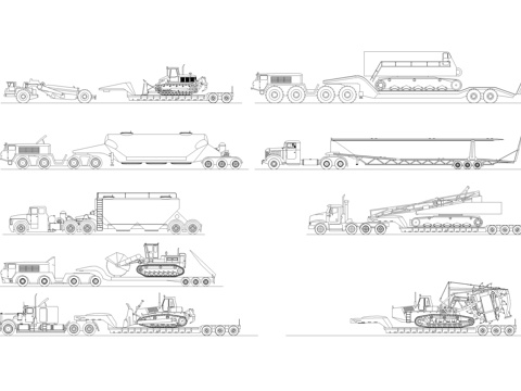 大型拖车CAD图库cad施工图
