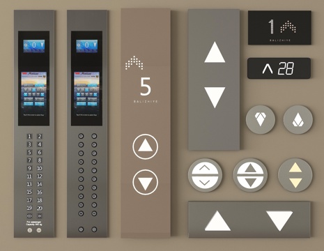 现代电梯开关 电梯按钮 按键 电梯显示器su模型