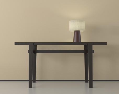 新中式条案 端景条案 玄关柜 台灯su模型