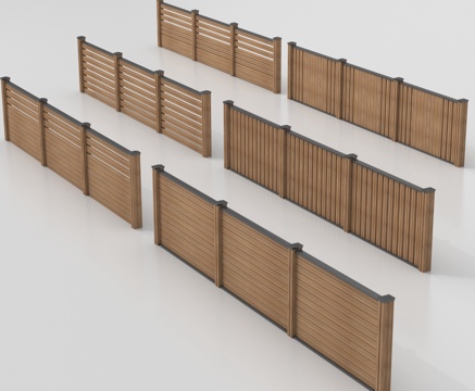 中式围栏护栏 木护栏 栏杆 围栏 木栏杆su模型