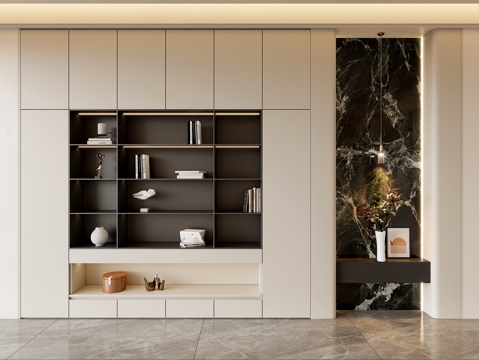 现代玄关装饰柜 书柜装饰柜su模型