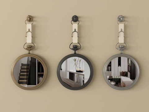 法式中古风装饰镜   化妆镜 浴室镜su模型