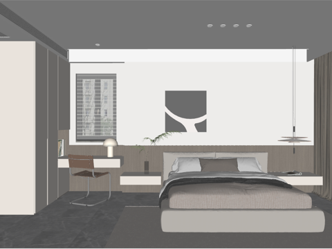 现代卧室su模型su模型