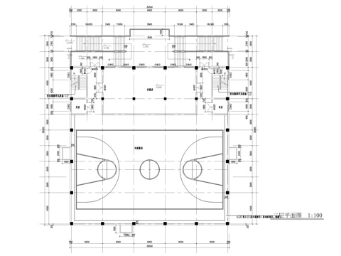 学校篮球场体育馆施工图cad施工图