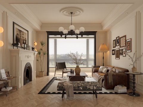 法式中古复古客厅su模型