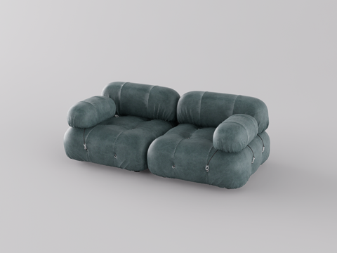 双人皮质沙发su模型