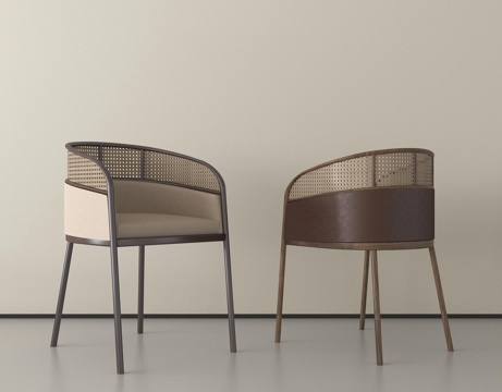 侘寂风休闲椅   藤编单椅su模型