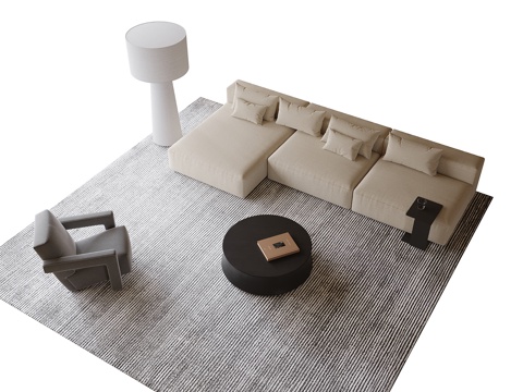 现代沙发茶几组合 多人沙发 茶几su模型