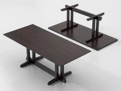 现代餐桌 桌子 长方形su模型