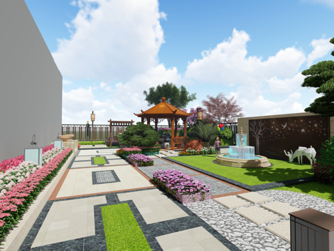 私人花园庭院CAD施工图+效果图cad施工图