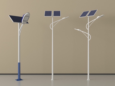 现代简约路灯 太阳能路灯 海螺臂路灯 户外路灯 景观灯su模型