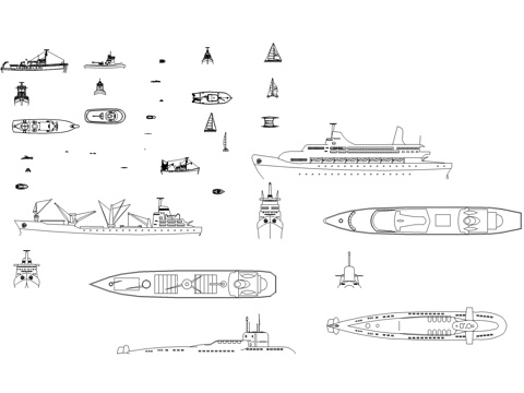 轮船交通工具图库cad施工图