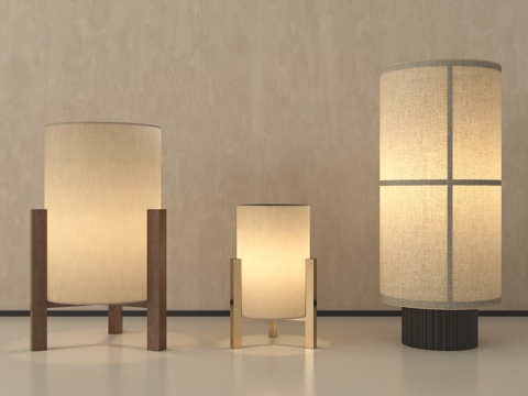  新中式台灯  床头台灯3d模型 