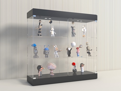 现代亚克力柜 手办 玩偶 手办展示柜 透明手办柜 亚克力收纳su模型