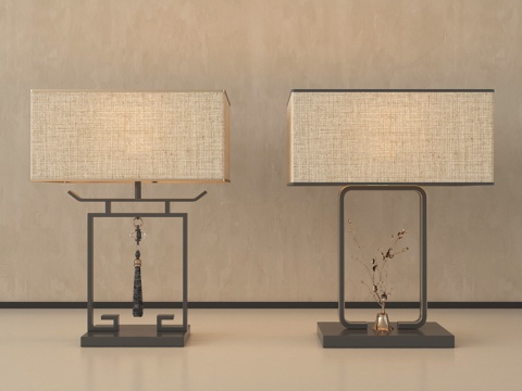 新中式台灯组合su模型