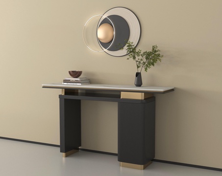 现代轻奢端景台  端景条案  玄关柜 墙饰 摆件su模型