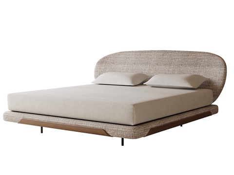 现代双人床su模型