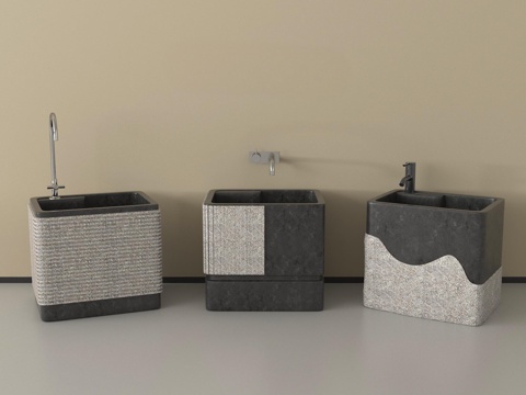 现代拖把池 拖布池 墩布池su模型