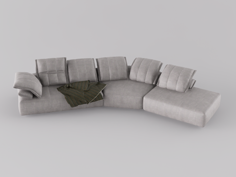 休闲弧形沙发su模型