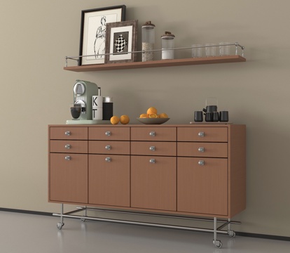 中古风餐边柜  储物柜 边柜 置物柜  矮柜 摆件su模型