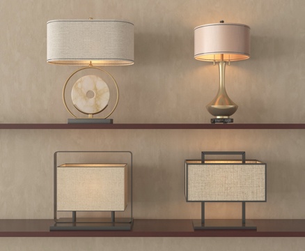  新中式台灯组合 金属台灯3d模型 