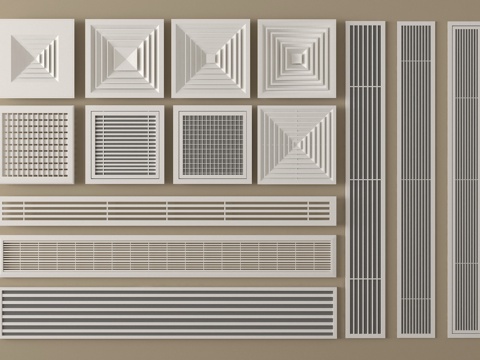 现代中央空调出风口 换气扇  出风口su模型
