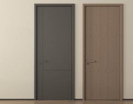 现代单开门 卧室门 平开门 木门su模型