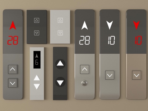 现代电梯开关 电梯按钮 按键 电梯显示器su模型