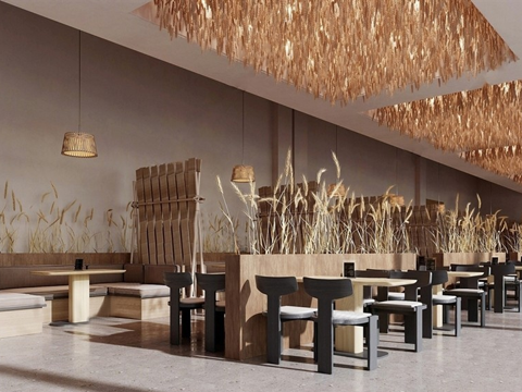 侘寂中餐厅su模型