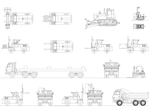 大卡车吊机CAD图库cad施工图