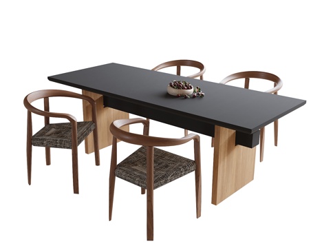 现代餐桌椅 餐桌 餐椅su模型