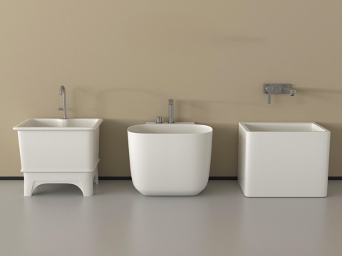 现代拖把池 拖布池 墩布池su模型