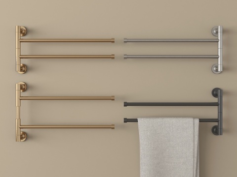 现代毛巾架  毛巾 卫浴小件su模型